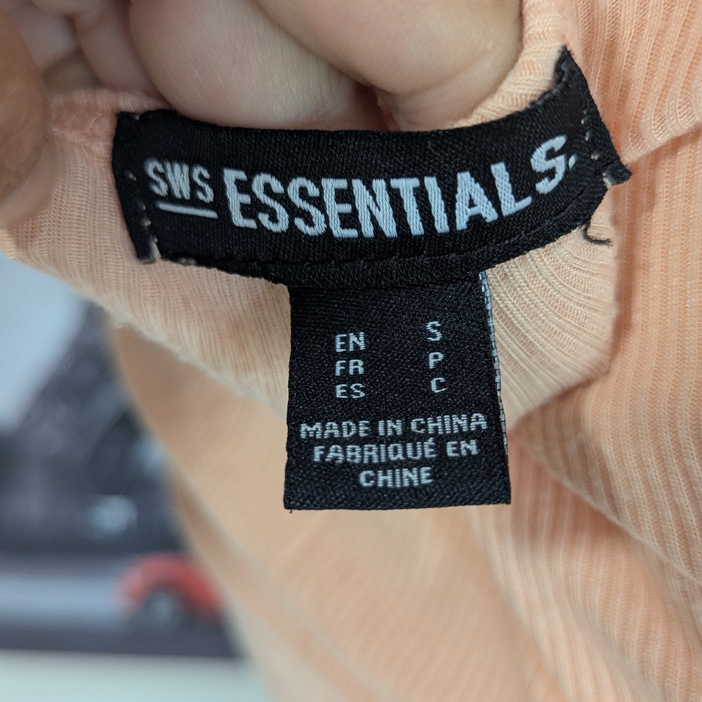 Essentials Peach Short Sleeve Ribbed Top - Picture 5 of 7